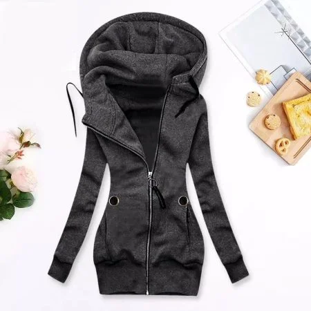 Women's Warm Zipper Long Hoodie