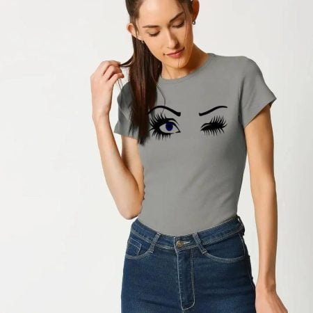 WomenGrey Eyes Printed T-ShirGrey Eyes Printed T-Shirt