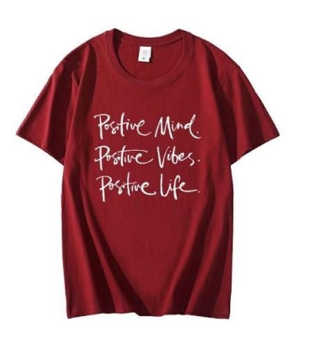 Women Maroon Positive Mind T-Shirt