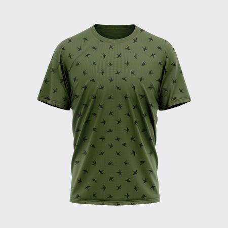 Men’s Dark Green Printed Jersey T-Shirt