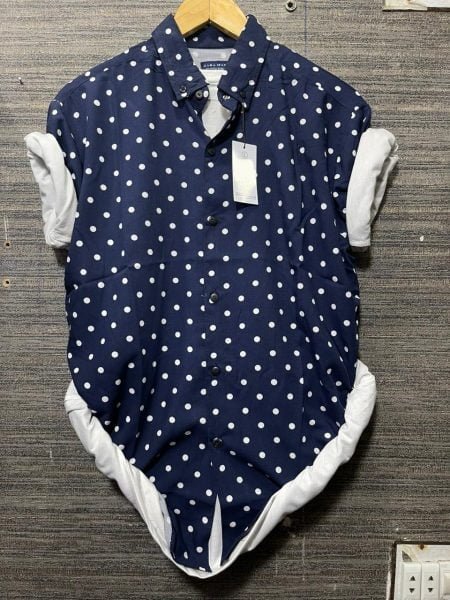 Men's Printed Comfort Navy Blue Half Sleeves Shirt