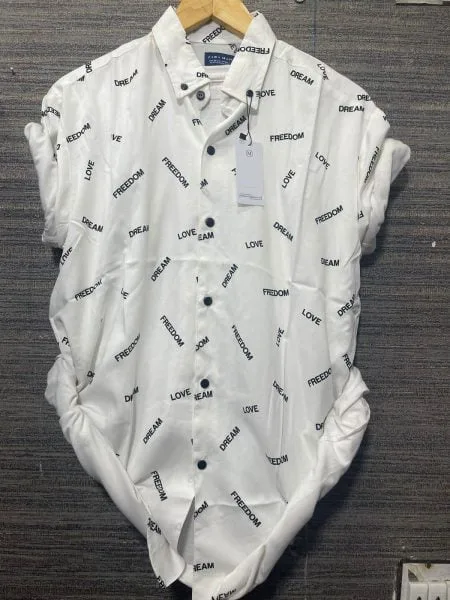 Men’s Love Dream Freedom Printed Summer Half Sleeves Shirt