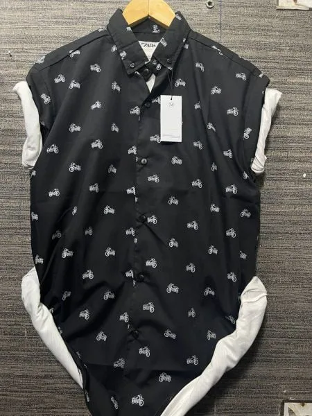 Men’s Bike Printed Black Summer Half Sleeves Shirt