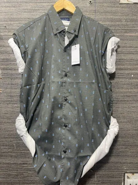 Grey Printed Summer Half Sleeves Shirt