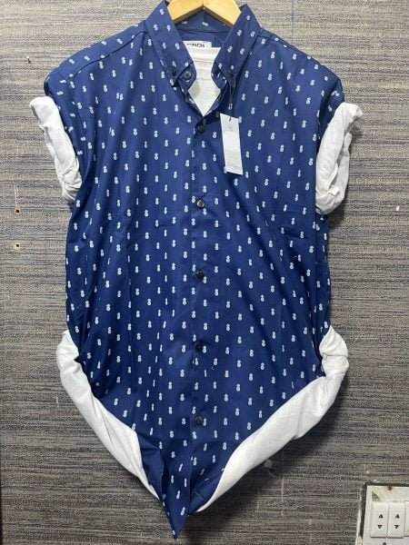 Men's Printed Blue Summer Half Sleeves Shirt