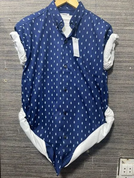 Men's Printed Blue Summer Half Sleeves Shirt