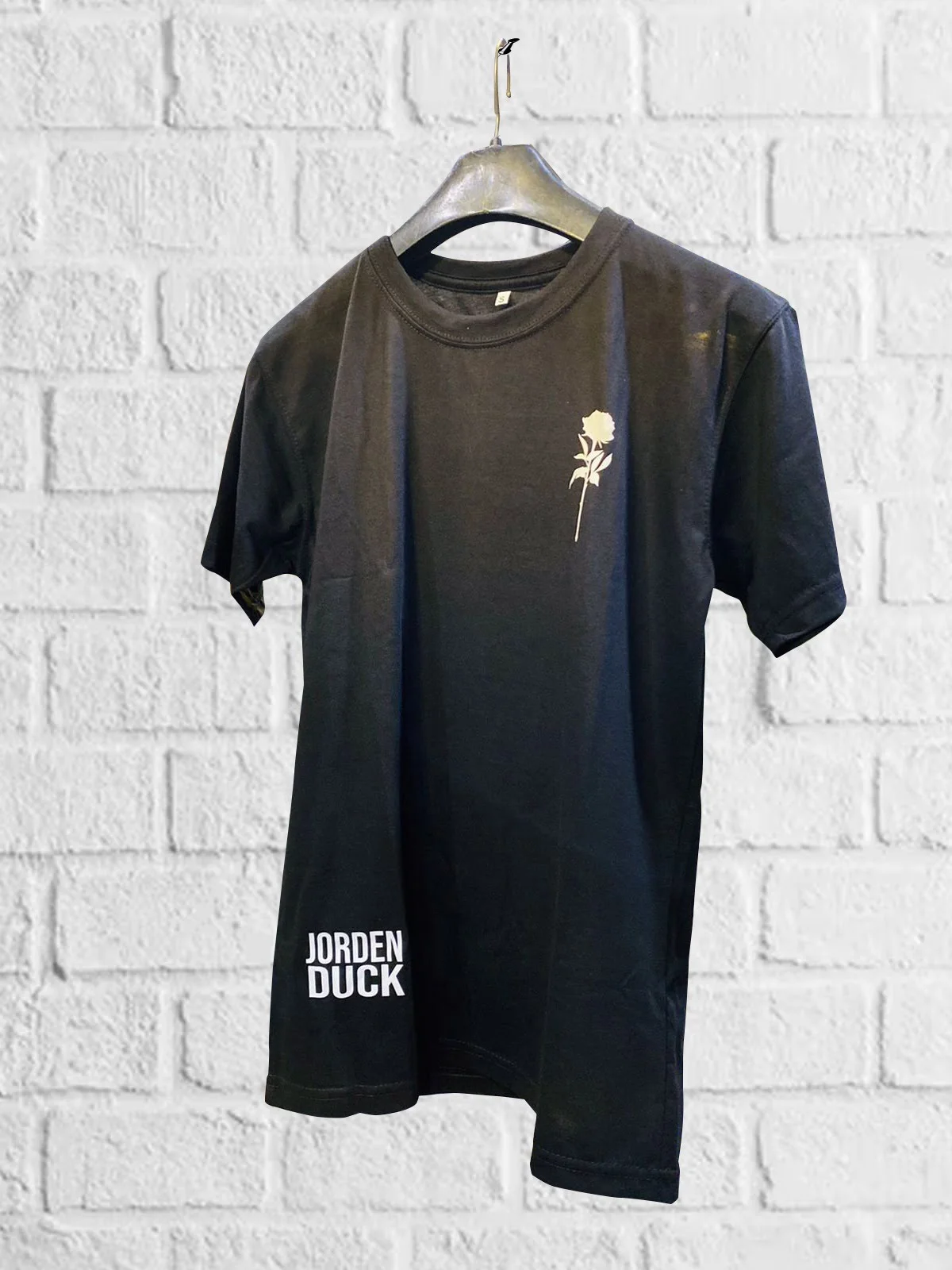 Relaxed T-Shirt In Black With Rose Chest
