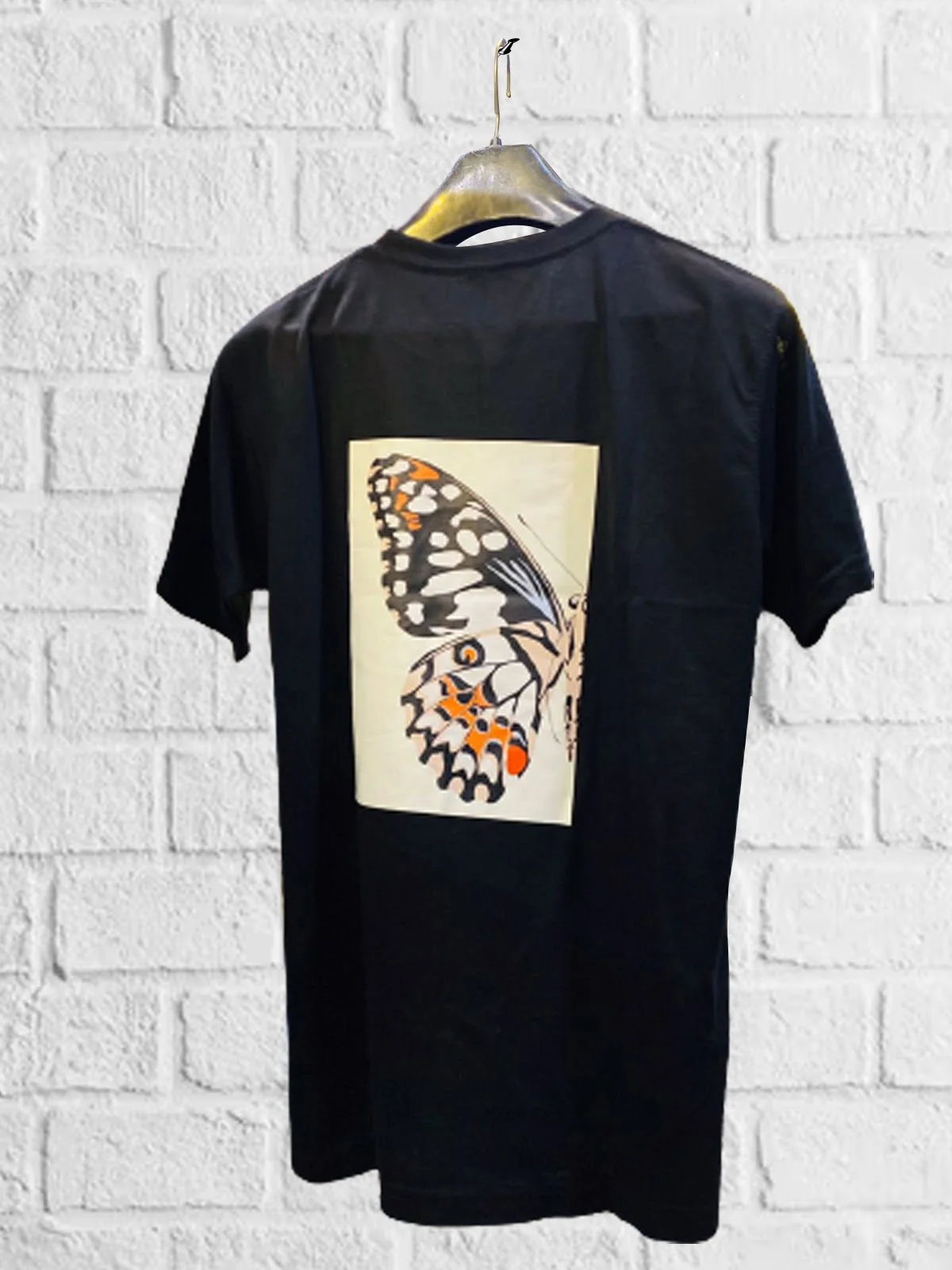 Relaxed T-Shirt In Black With Rose Chest