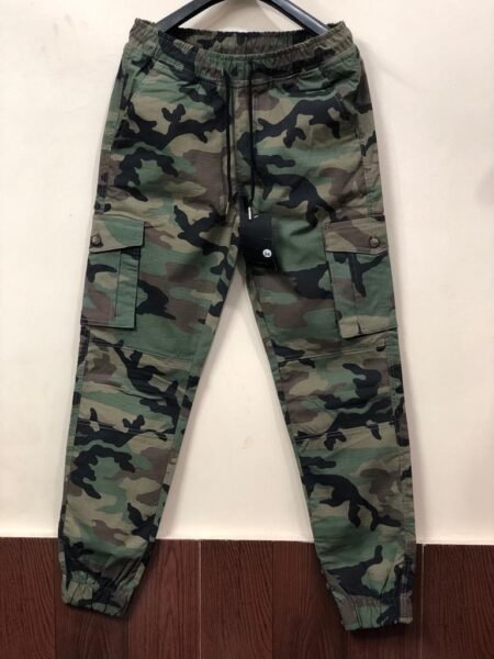 Regular Fit Camouflage Print Track Green Cargo Trouser