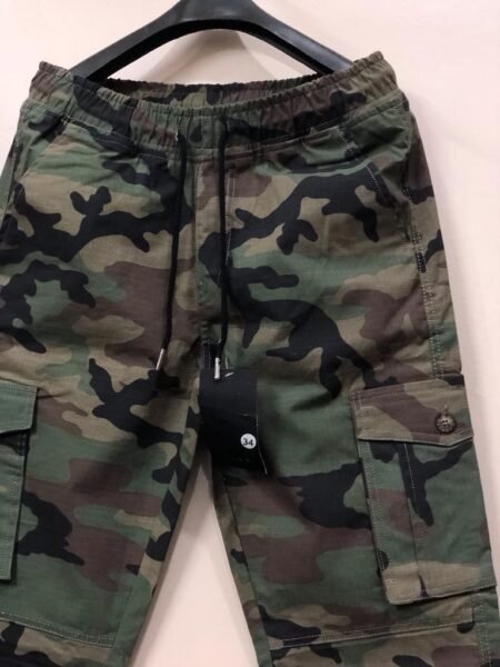 Regular Fit Camouflage Print Track Green Cargo Trouser