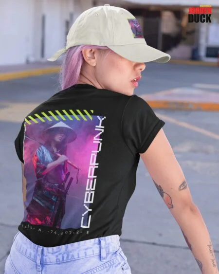 Black Futuristic Woman Street Wear T-Shirt