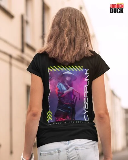Black Futuristic Woman Street Wear T-Shirt