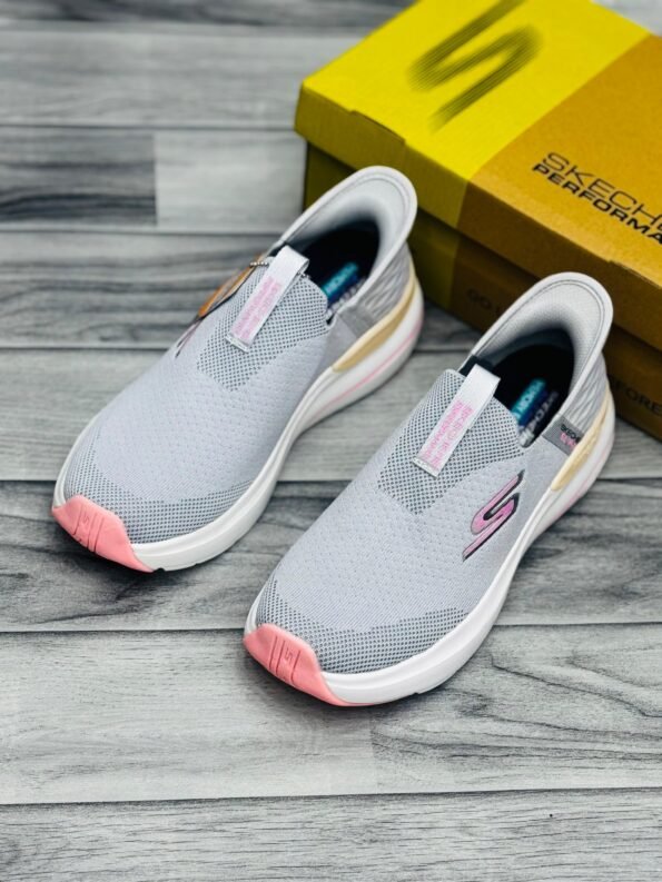 Ultra Light Skechers Ladies Shoes | Silver/Pink